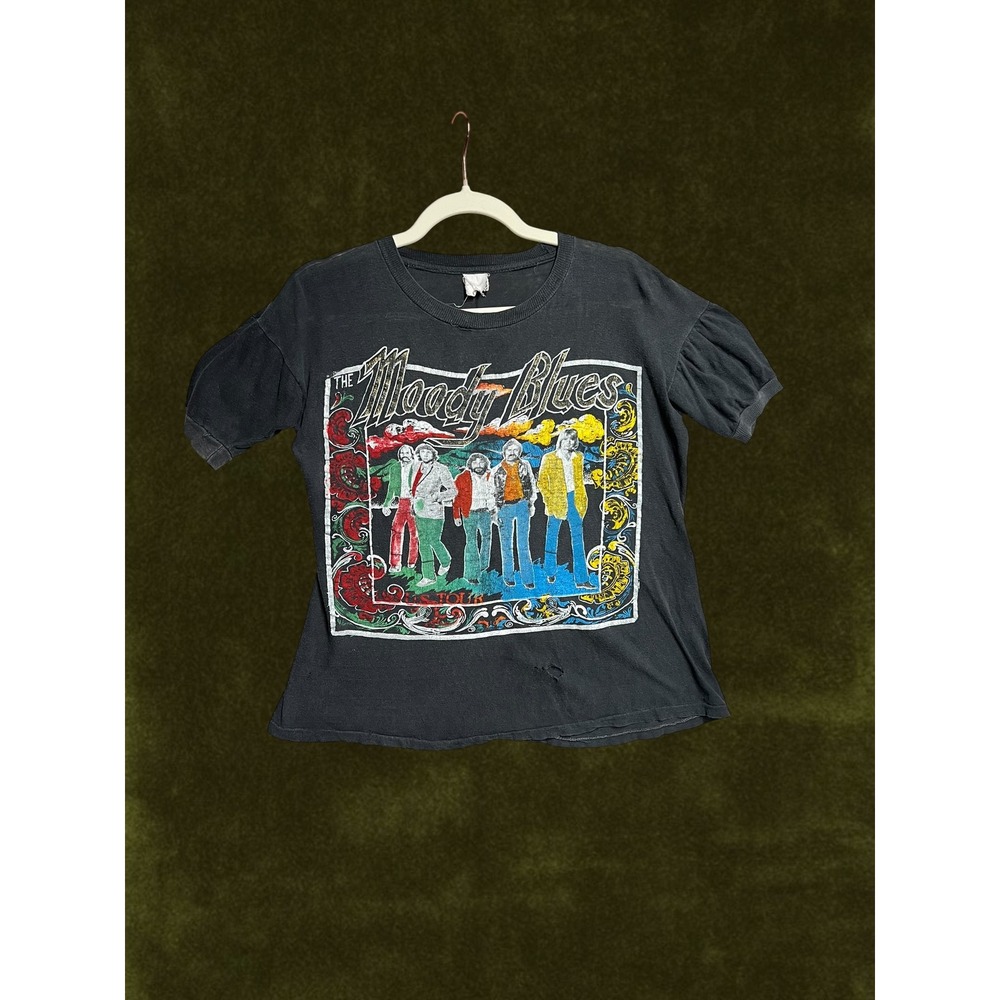Vintage 1978 The Moody Blues US Tour T-Shirt Rare Glitter Text Black Rock Band